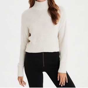 AE Mock Neck Boxy Cropped Sweater